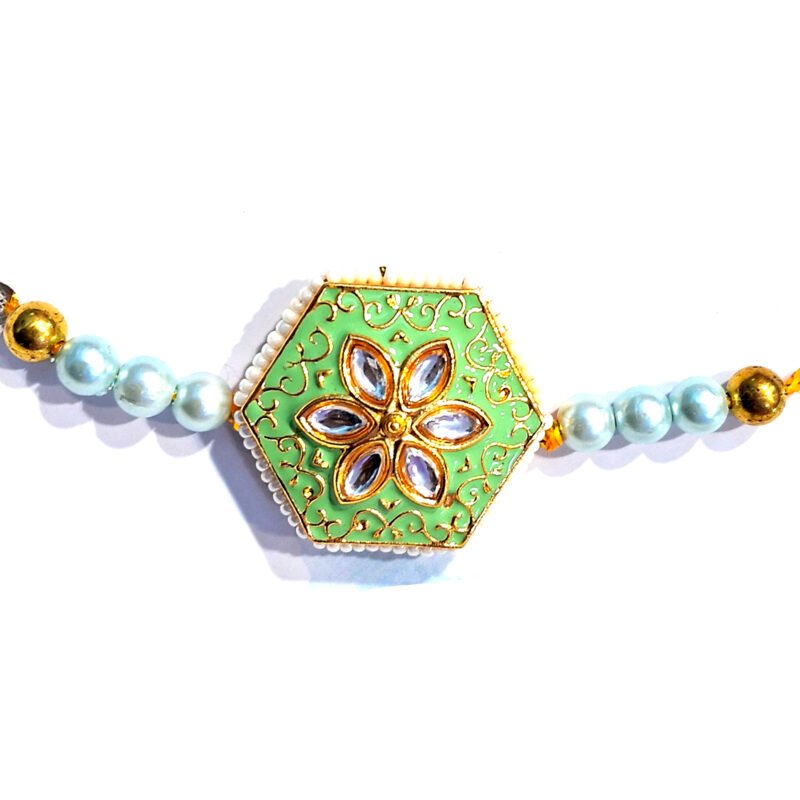 Light-green-kundan-rakhi